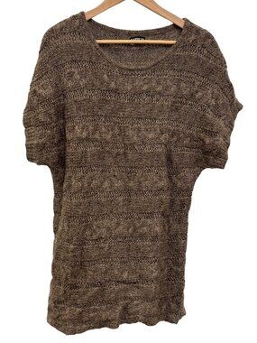 Brown Metallic Knit Short Sleeve Sweater By Express Size M 28% Mohair Blend Wome
